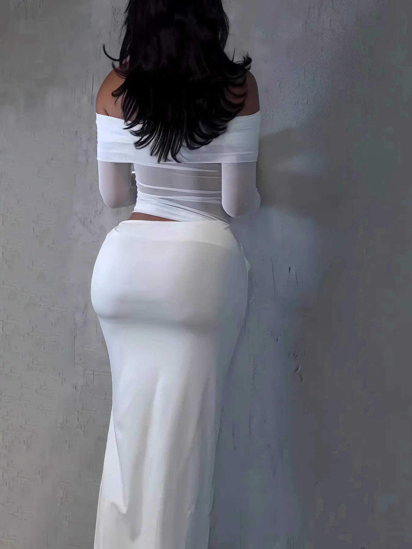 Women'S Sexy Mesh Patchwork Sheer Halter Long Sleeve Dress, Slim-Fitting Summer Fashion, European Style Medium-Length Dress